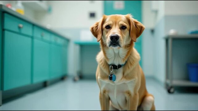 Dog sitting on the floor in a room