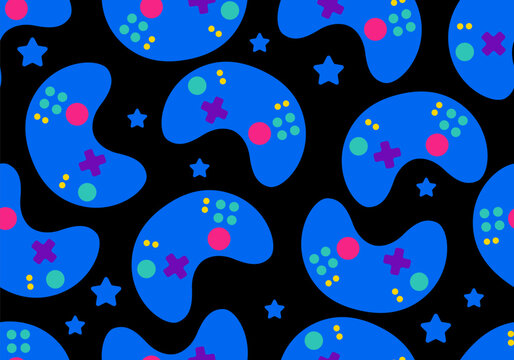 Video Game Controller Pattern. Game Controller Seamless Pattern. Gamer seamless pattern. Gamepad controller