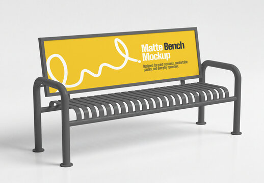 Outdoor Waiting Matte Bench Mockup