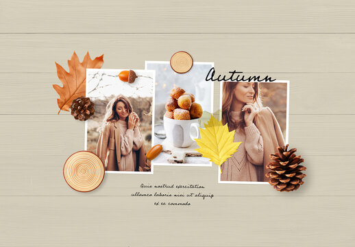 Autumn Collage Layout with Fall Design Elements