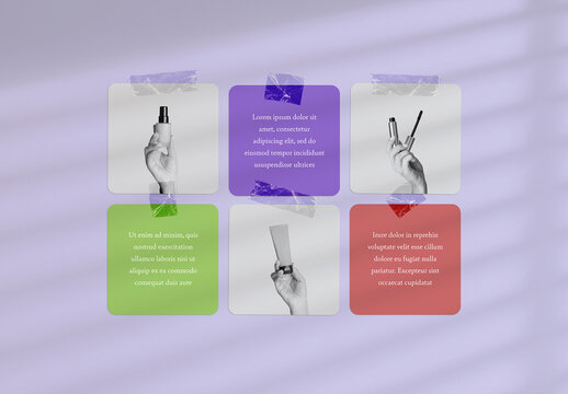 Square Photo Collage with Description Cards