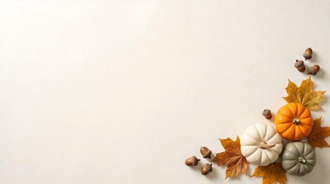Festive halloween background featuring pumpkins and autumn leaves with copy space for text