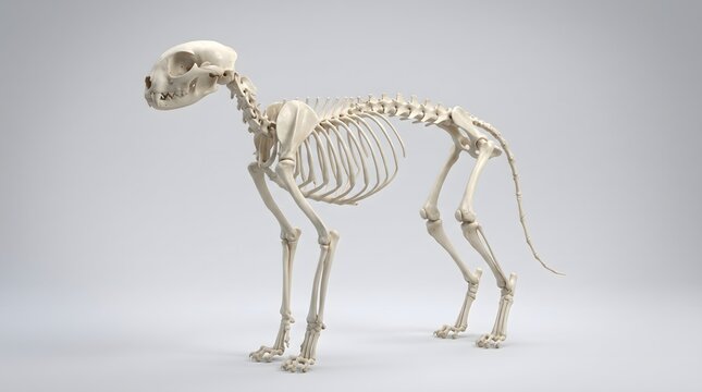Cat skeleton anatomy model isolated on white background