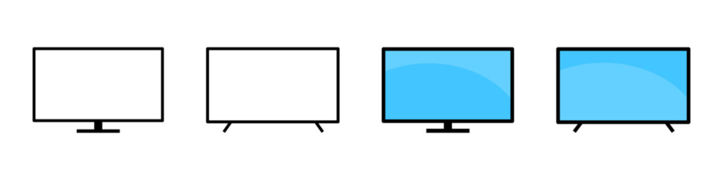 TV icon. Smart television, flat monitor, LED screen symbol. Transparent PNG and vector
