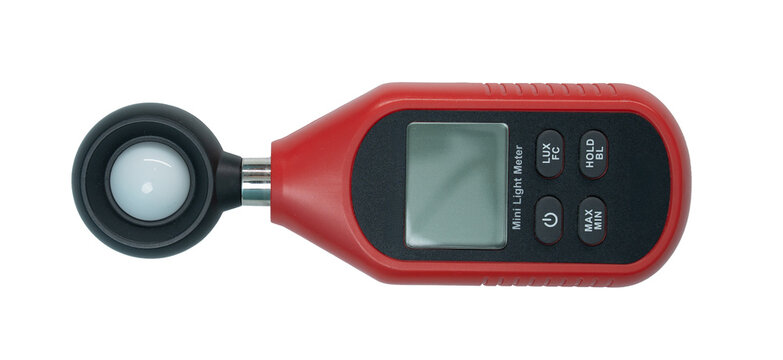 Digital lux or light meter on on transparent background, Clipping path, Top view.