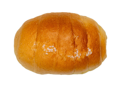 Brown salted bread or Shio pan on transparent background, Clipping path, Top view.