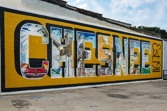 Angled View of Chesnee South Carolina Mural Established 1911