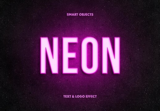 Pink Neon Text Logo Effect For Poster And Branding Design