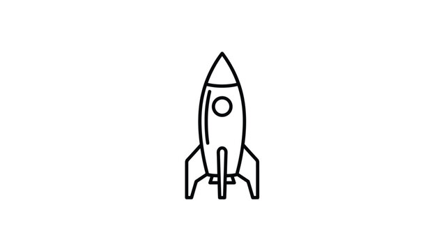 Linear modern spaceship rocket launch icon representing business startup technology growth and space exploration.
