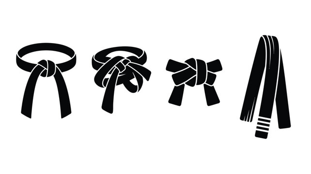 Black belt variations in knotted and unfolded silhouette