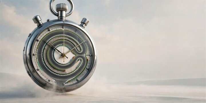Futuristic Stopwatch Floating Above Open Road