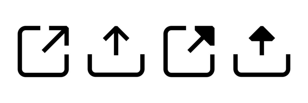 share icon set. or external link arrow and upload arrow symbols icons, perfect for app, web navigation, file sharing and social media interface design