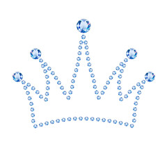 Sparkling Blue Diamond Crown Illustration Isolated on Transparent Background. Crystal Tiara and Rhinestone Queen Princess Crown Vector Design Element for luxury branding, queen or princess pageant © Wulandari