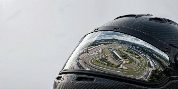 Race Helmet Visor Reflecting Circuit Track