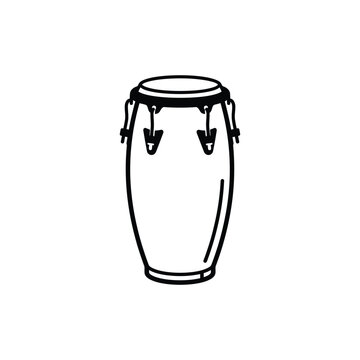 Conga Drum  isolated on musical ,  black and white