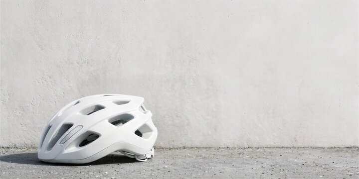 White Cycling Helmet on Minimal Concrete Floor