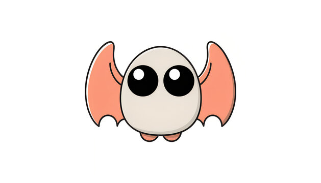 Cute little bat character with big eyes and orange wings in a simple flat cartoon style for children book design or digital game assets
