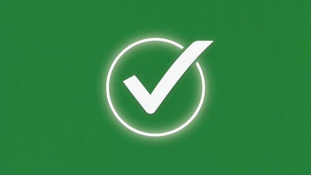 Positive confirmation yes Success approved, glowing white checkmark in circle on green, signifying agreement, perfect choice