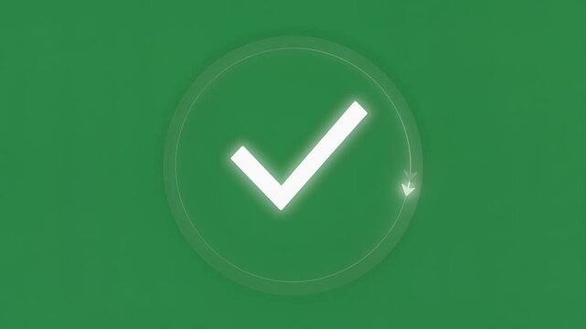 Visual confirmation Glowing checkmark and progress ring signify success, completion, achievement, and positive agreement. Visual confirmation Glowing