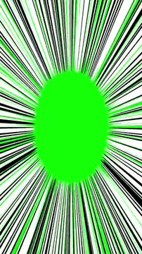 Abstract comic book speed lines with center chroma key green screen area for video editing.