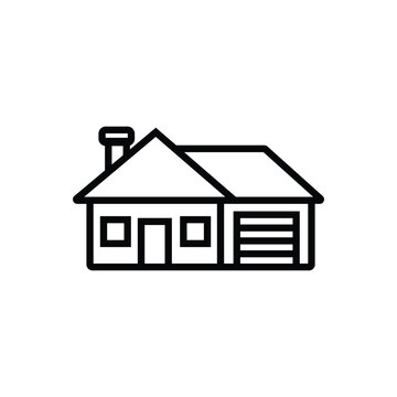 House icon of a modern residential building on a white background