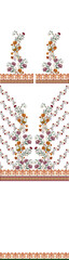A seamless pattern floral embroidery design with decorative borders isolated on white background © Hamida