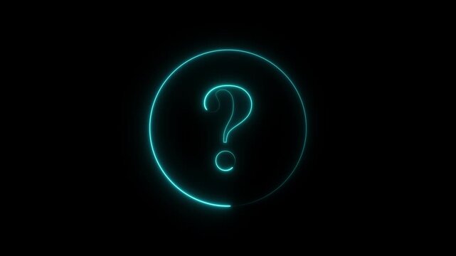 Glowing neon line Speech bubbles with Question icon isolated on black background. Question mark sign. Question mark icon. asking icon animation. neon line asking icon on background.