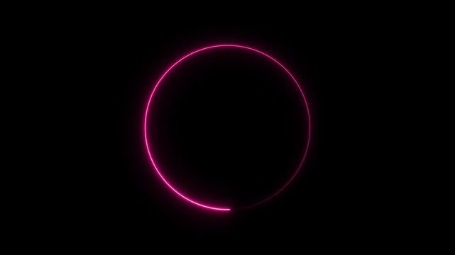 Abstract circle saber light frame animation, glowing Neon circle beautiful saber animation on black background, 4K