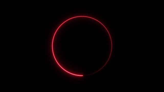 Abstract circle saber light frame animation, glowing Neon circle beautiful saber animation on black background, 4K
