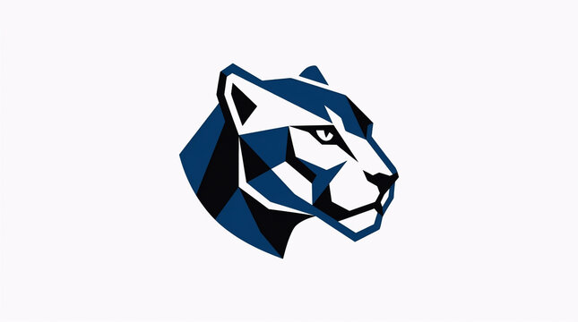Stylized blue tiger head logo isolated on a white background, featuring bold geometric shapes and a modern athletic emblem design