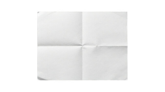 Crisp paper folded into four squares during studio lighting isolated on transparent background