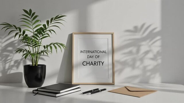 International Day Of Charity Concept With Desk And Plant Decor Idea 4k
