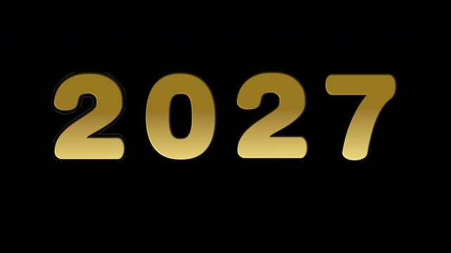 Happy New Year 2027 Falling Text Loop, Alpha Channel Overlay