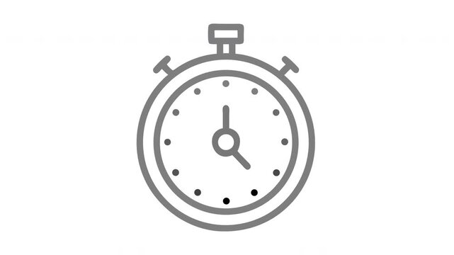 A simple black line drawing icon of a classic stopwatch with a dial and buttons