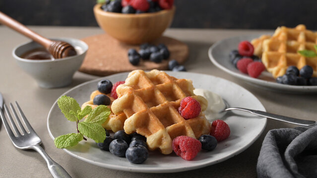 Sweet Homemade Berry Belgian Waffle