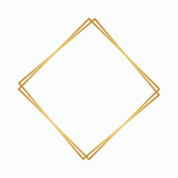 Minimalist double golden line rhombus frame on clean white background ideal for modern wedding stationery social media layouts and elegant product packaging.