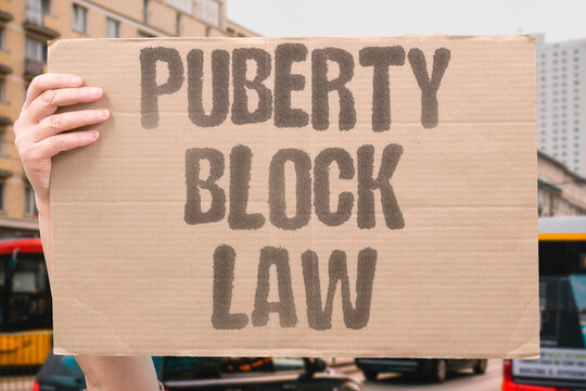 "Puberty block law" State laws restrict blockers for minors. PUBERTY. BLOCKERS. RESTRICTION. MINORS. LEGISLATION.