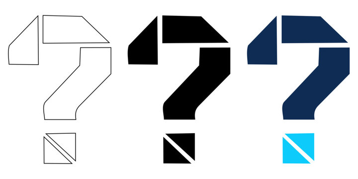 Set of three question mark icons in different styles vector illustration, editable stroke