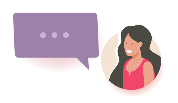 Chat message woman bubble speech icon modern simple minimal doodle drawn illustration graphic design, girl female talk comment, user discussion element