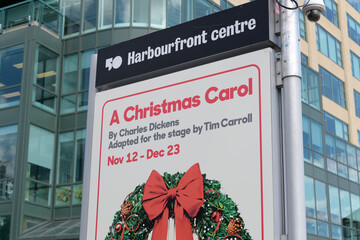Obraz premium Harbourfront Centre event poster for A Christmas Carol, Toronto (Shaw Festival adaptation written and directed by Tim Carroll to be performed at The Fleck at Harbourfront Centre Theatre)