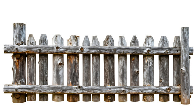 Rustic Log Fence: A charming, weathered log fence stands guard, its rustic construction evoking a sense of pastoral simplicity and enduring strength.