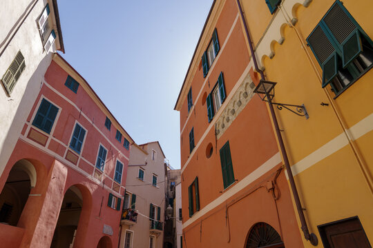 Ancient colorful Ligurian architecture, northwestern Italy