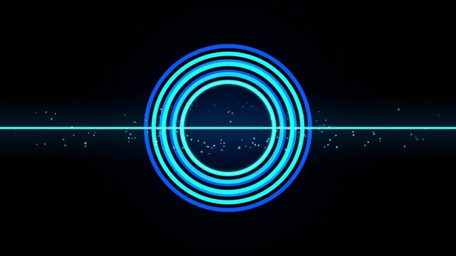 Concentric glowing rings in dark space