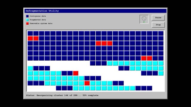 Digital Data Defragmentation and Hard Drive Cluster Reorganization Animation