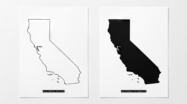 California state map outlines in black.