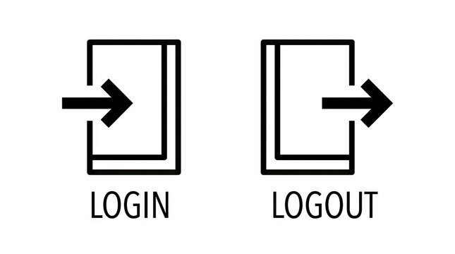 Login and logout door icons with labels.