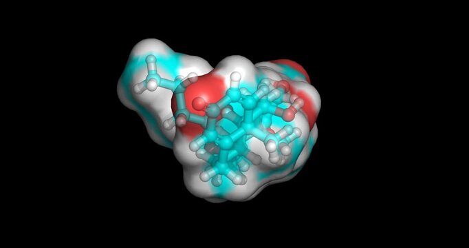 Dexbudesonide, potent inhaled glucocorticoid for severe airway inflammation and asthma flare-ups, 3D molecule 4K spinning