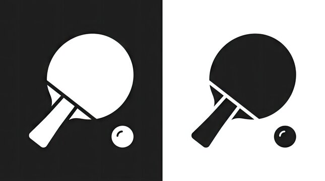 Table tennis paddle and ball icons.