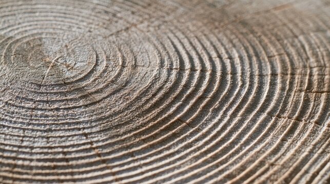 Detailed end grain of felled tree trunk in muted gray tones showing growth rings and grain pattern