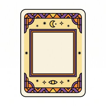 A minimalist tarot-inspired Halloween border featuring mystical symbols, geometric patterns, stars, a crescent moon, and an eye, set against a clean cream background.